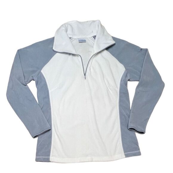 2/$35 Columbia 1564881 Attic Air Fleece Grey White Quarter Zip Top sz Small Cozy - Picture 1 of 12